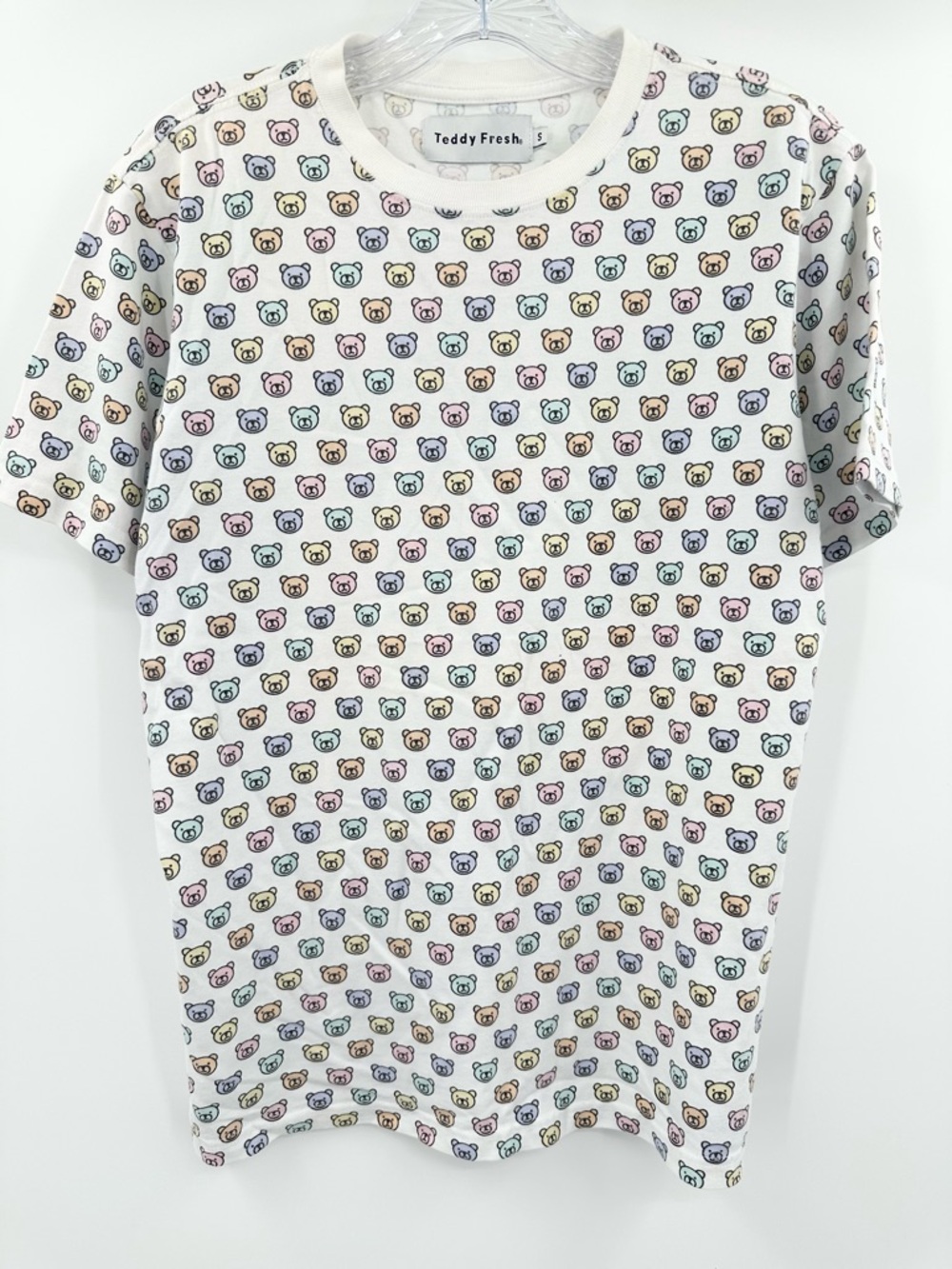 Teddy Fresh Men's Pastel Teddy Bear Face T-Shirt Size Small